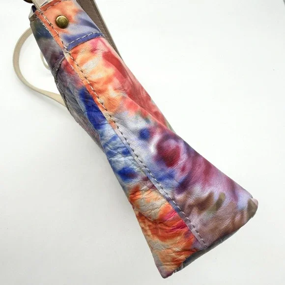 American Leather Co ALC Cleveland Crossbody Bag Tie Dye Floral Leather - Picture 7 of 14